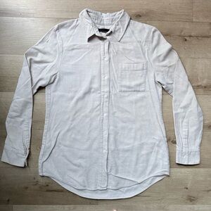 Jenni Kayne Cotton Flannel Button Up Shirt Oatmeal Beige S